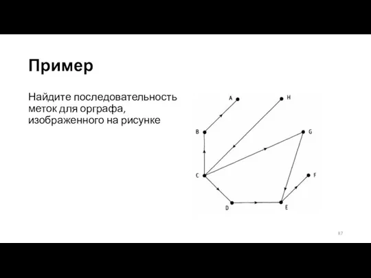 Пример Найдите последовательность меток для орграфа, изображенного на рисунке