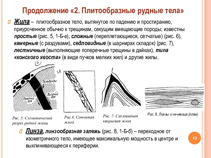 Жила – плитообразное тело, вытянутое по падению и простиранию, приуроченное