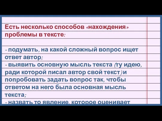 Есть несколько способов «нахождения» проблемы в тексте: - подумать, на