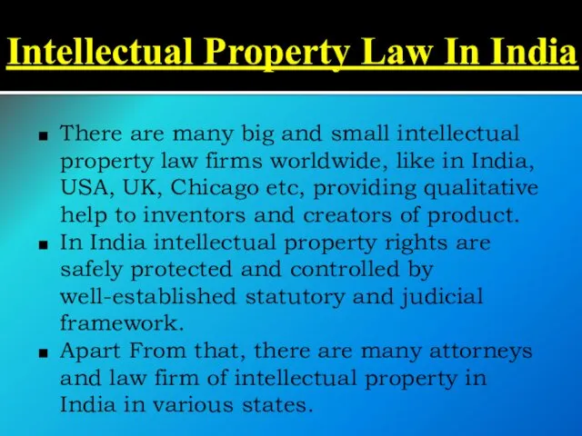 Intellectual Property Law In India There are many big and small intellectual property