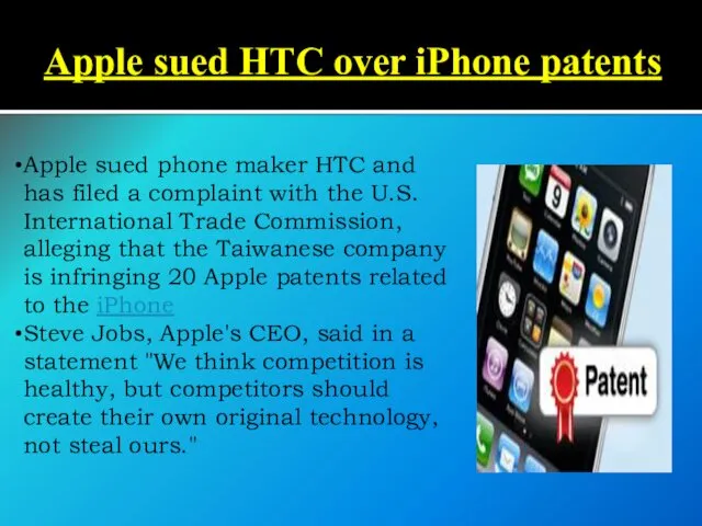 Apple sued HTC over iPhone patents Apple sued phone maker