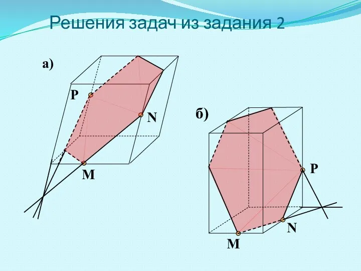 Решения задач из задания 2 M N P M N P а) б)