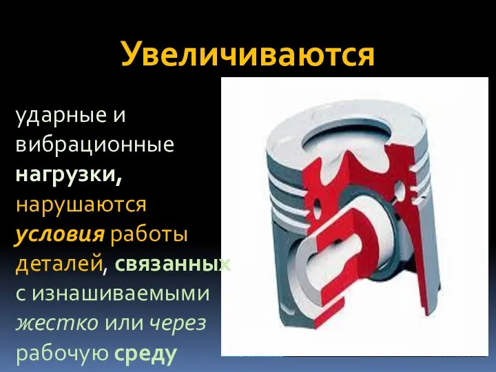 Увеличиваются ударные и вибрационные нагрузки, нарушаются условия работы деталей, связанных