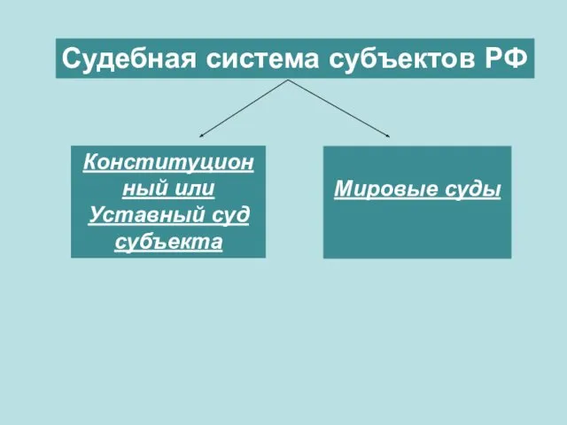 Судебная система субъектов РФ Конституционный или Уставный суд субъекта Мировые суды