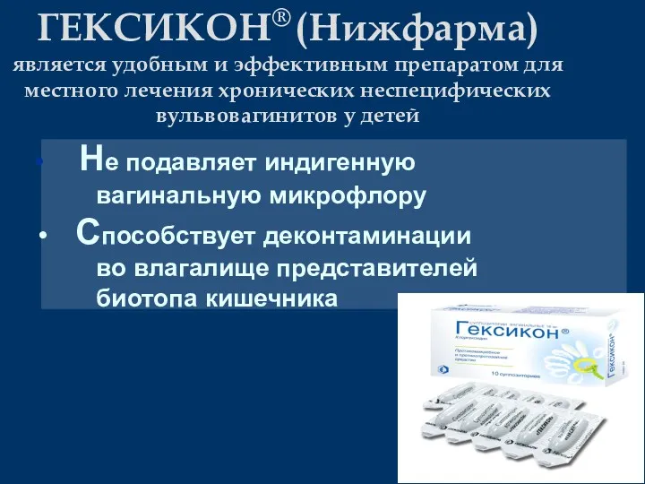 ГЕКСИКОН® (Нижфарма) является удобным и эффективным препаратом для местного лечения