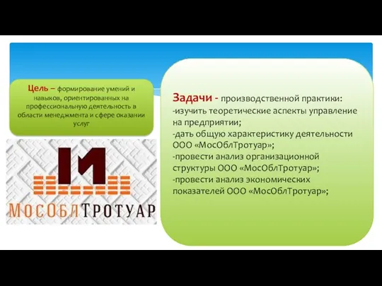 Цель – формирование умений и навыков, ориентированных на профессиональную деятельность в области менеджмента