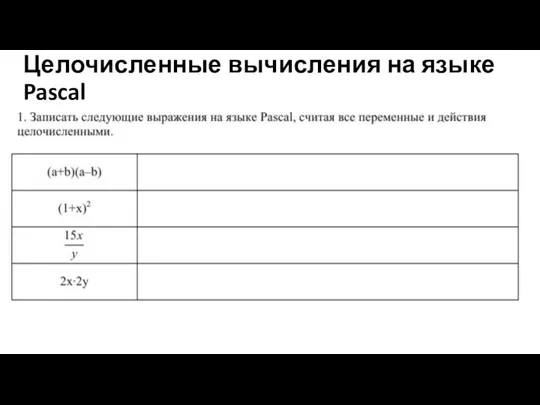 Целочисленные вычисления на языке Pascal