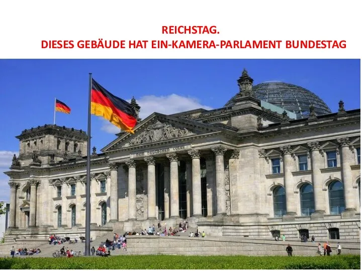 REICHSTAG. DIESES GEBÄUDE HAT EIN-KAMERA-PARLAMENT BUNDESTAG