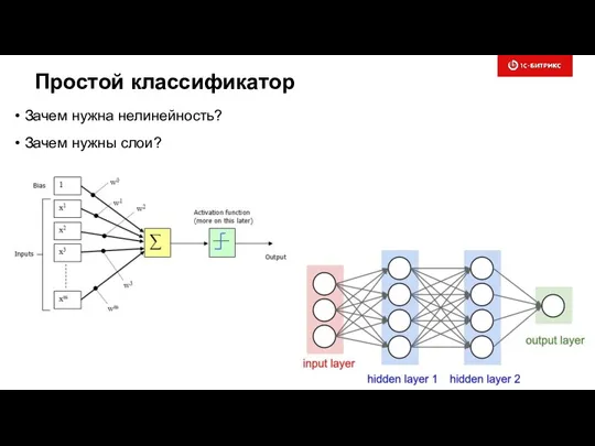 Простой классификатор Зачем нужна нелинейность? Зачем нужны слои?