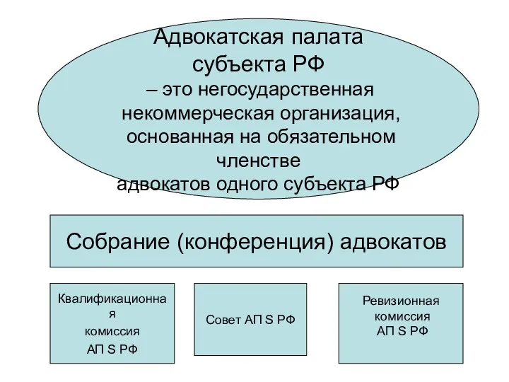 Адвокатская палата субъекта РФ – это негосударственная некоммерческая организация, основанная