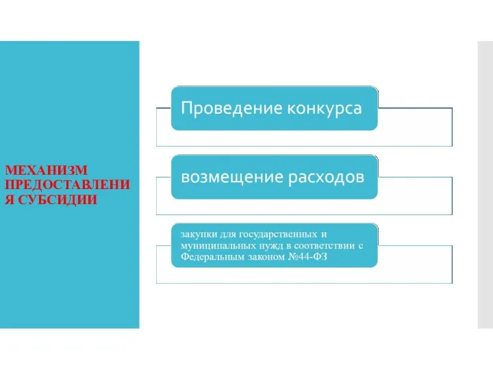 МЕХАНИЗМ ПРЕДОСТАВЛЕНИЯ СУБСИДИИ