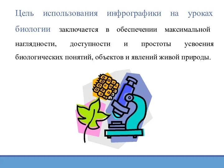 Цель использования инфрографики на уроках биологии заключается в обеспечении максимальной