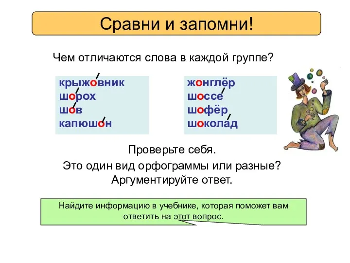 Это один вид орфограммы или разные? Аргументируйте ответ. Сравни и