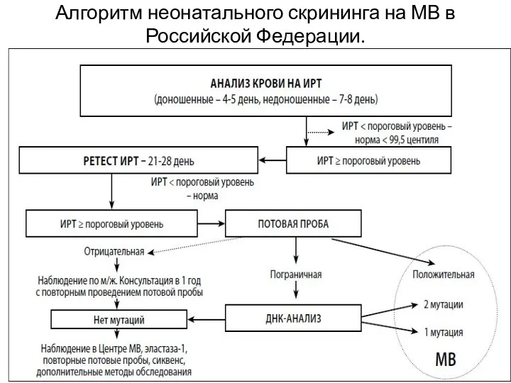 Алгоритм неонатального скрининга на МВ в Российской Федерации.