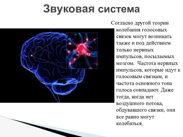 Согласно другой теории колебания голосовых связок могут возникать также и