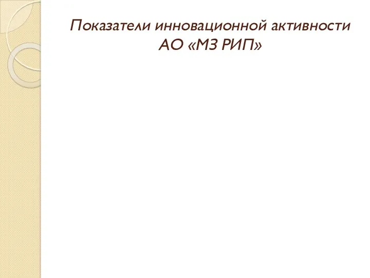 Показатели инновационной активности АО «МЗ РИП»