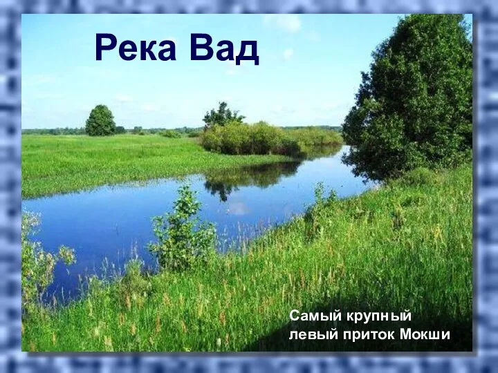 Река Вад Самый крупный левый приток Мокши