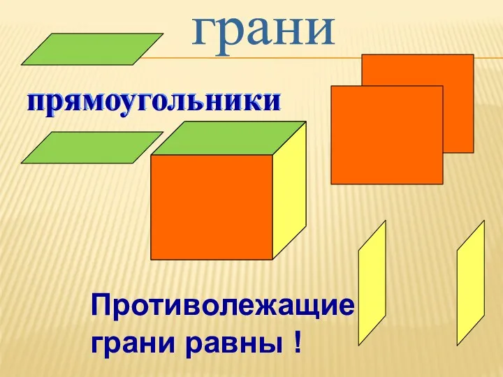 прямоугольники грани Противолежащие грани равны !