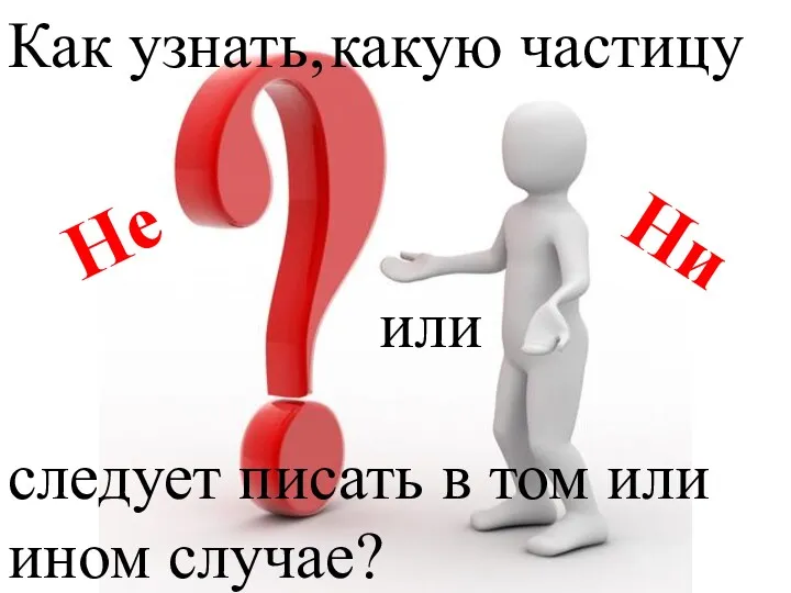 следует писать в том или ином случае? Как узнать, какую частицу Не или Ни