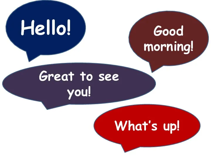 Hello! Good morning! What’s up! Great to see you!