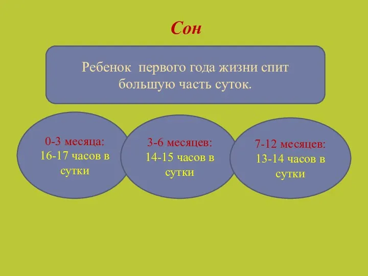 Сон Ребенок первого года жизни спит большую часть суток. 0-3