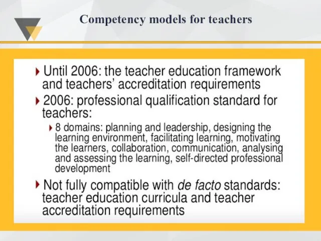 Competency models for teachers