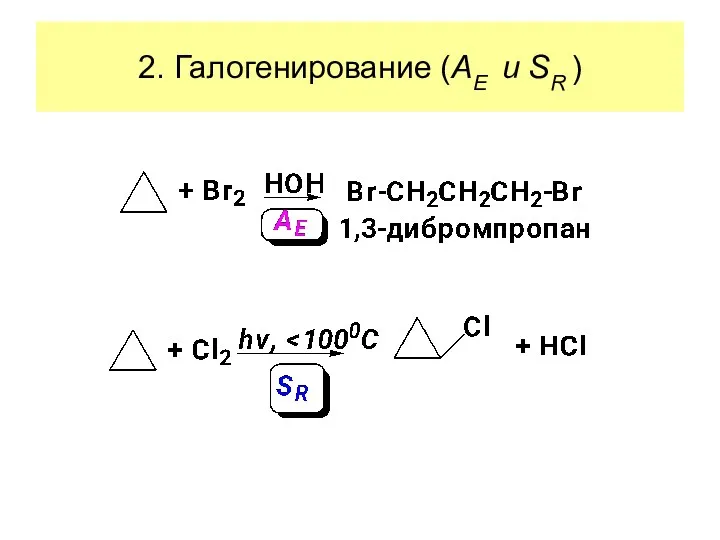 2. Галогенирование (AE и SR )