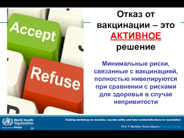 Отказ от вакцинации – это АКТИВНОЕ решение Минимальные риски, связанные с вакцинацией, полностью