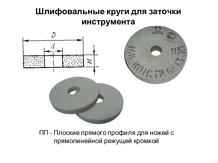 Шлифовальные круги для заточки инструмента ПП - Плоские прямого профиля для ножей с прямолинейной режущей кромкой