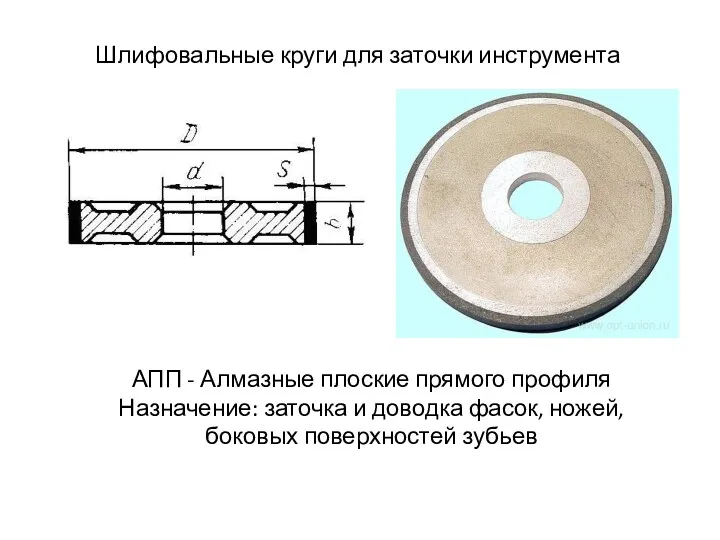 Шлифовальные круги для заточки инструмента АПП - Алмазные плоские прямого профиля Назначение: заточка