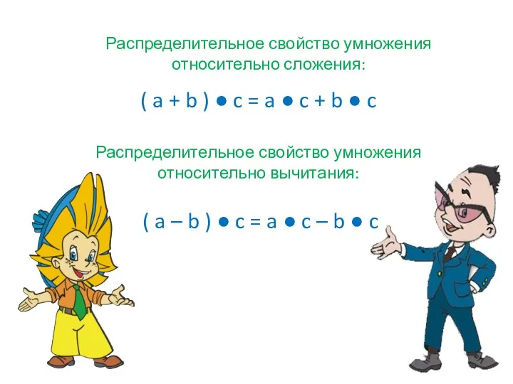 Распределительное свойство умножения относительно сложения: ( a + b )