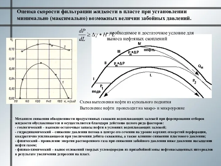 Оценка скорости фильтрации жидкости в пласте при установлении минимально (максимально)