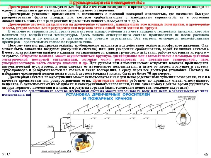 Противопожарный водопровод В2 Дренчерные системы пожаротушения Дренчерная система используется для