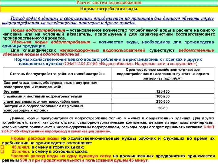 Норма водопотребления – установленное количество потребляемой воды в расчете на