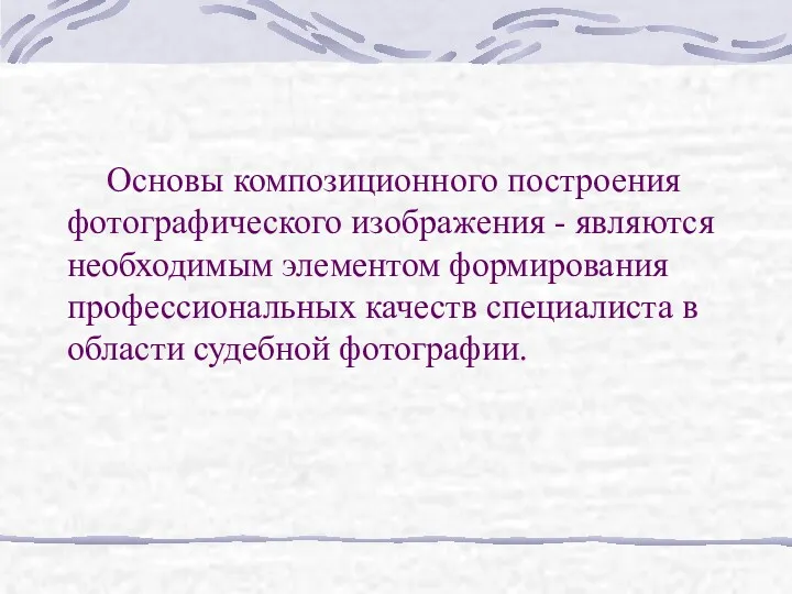 Основы композиционного построения фотографического изображения - являются необходимым элементом формирования