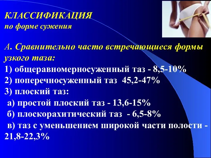 КЛАССИФИКАЦИЯ по форме сужения А. Сравнительно часто встречающиеся формы узкого