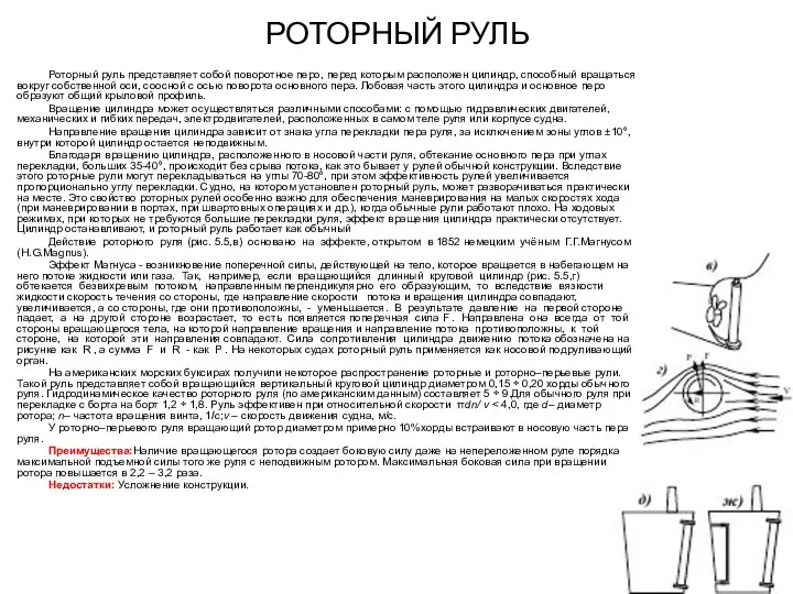 РОТОРНЫЙ РУЛЬ Роторный руль представляет собой поворотное перо, перед которым