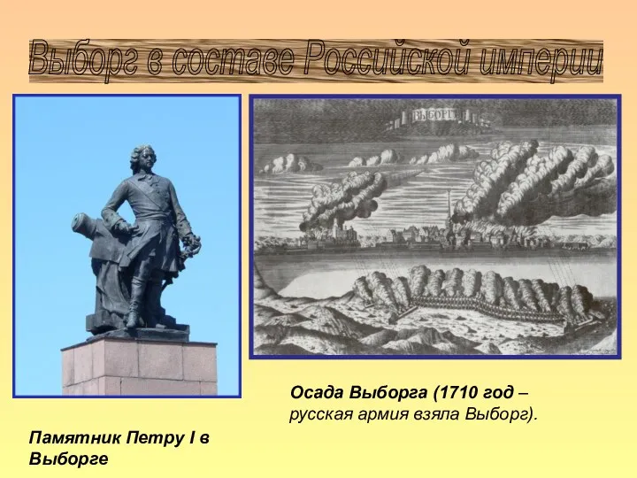 Выборг в составе Российской империи Осада Выборга (1710 год –