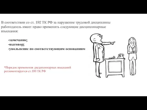 В соответствии со ст. 192 ТК РФ за нарушение трудовой дисциплины работодатель имеет