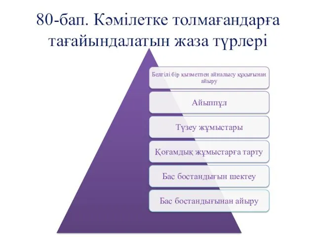 80-бап. Кәмілетке толмағандарға тағайындалатын жаза түрлері