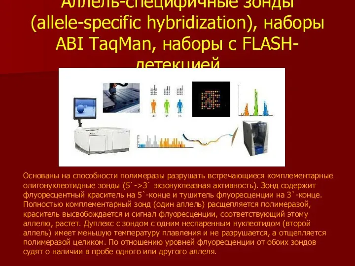 Аллель-специфичные зонды (allele-specific hybridization), наборы ABI TaqMan, наборы с FLASH-детекцией