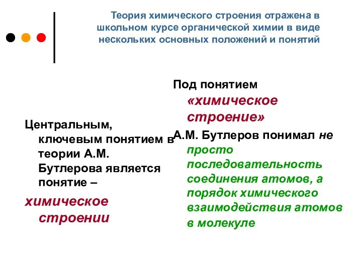 Теория химического строения отражена в школьном курсе органической химии в