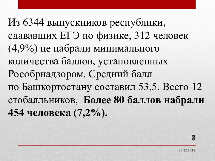 Из 6344 выпускников республики, сдававших ЕГЭ по физике, 312 человек