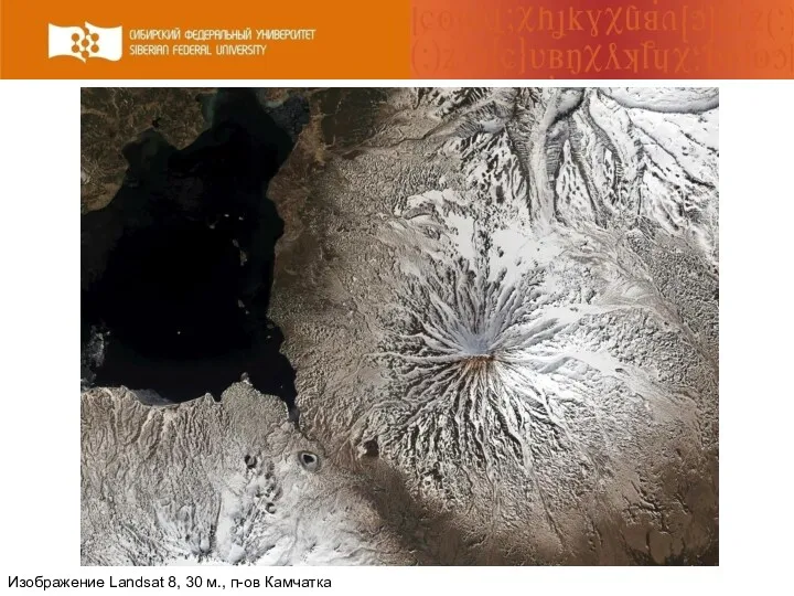 Изображение Landsat 8, 30 м., п-ов Камчатка