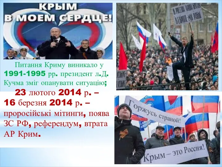 Питання Криму виникало у 1991-1995 рр. президент л.Д. Кучма зміг