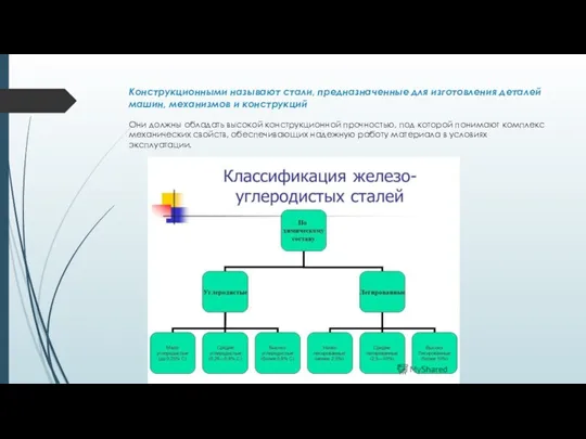 Конструкционными называют стали, предназначенные для изготовления деталей машин, механизмов и