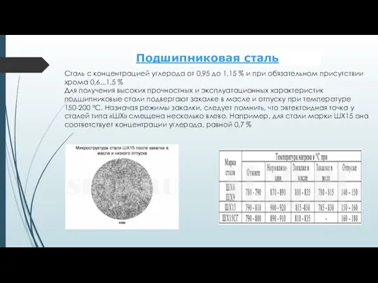 Сталь с концентрацией углерода от 0,95 до 1,15 % и