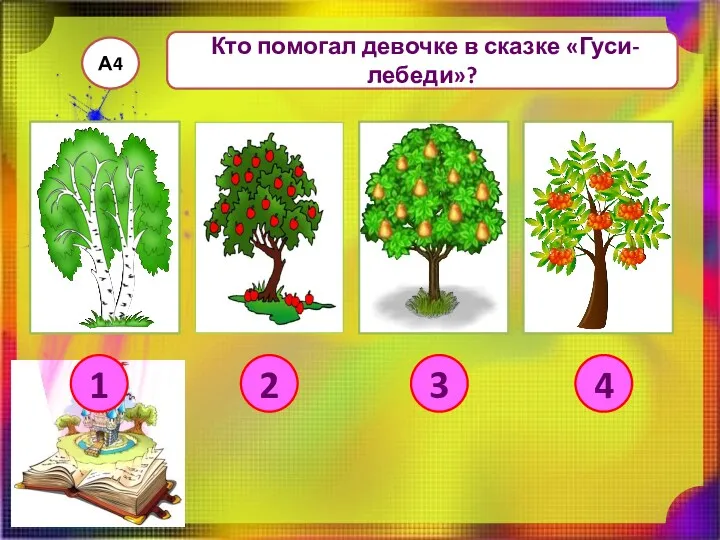 Кто помогал девочке в сказке «Гуси-лебеди»? А4 1 3 2 4