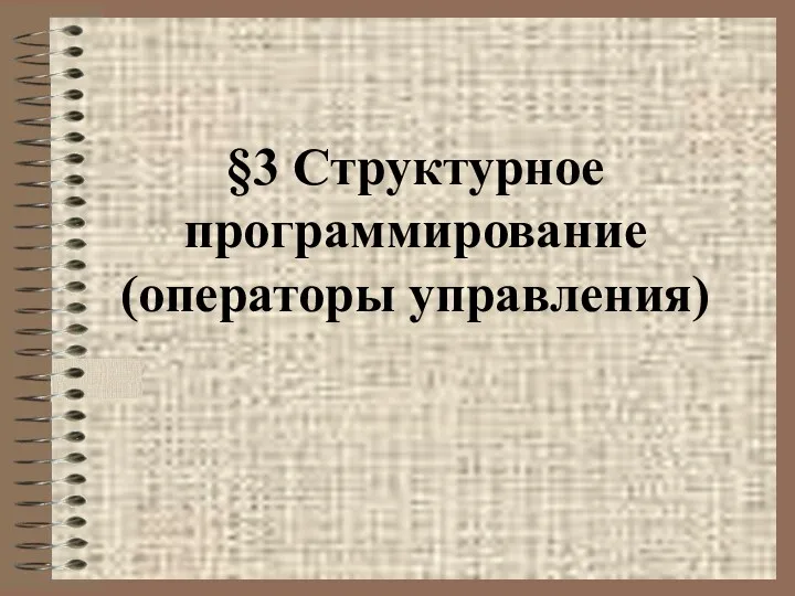 §3 Структурное программирование (операторы управления)