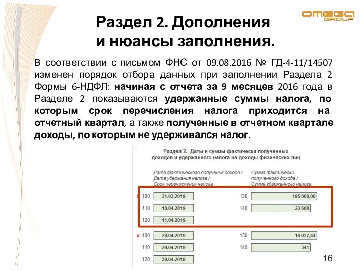 Раздел 2. Дополнения и нюансы заполнения. В соответствии с письмом